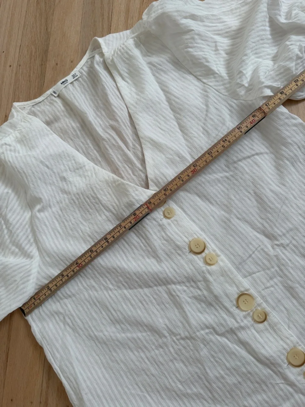 Mango White Minimalist Neutral 3/4 Sleeve Blouse Top Size XS Cottagecore Spring - Picture 8 of 9
